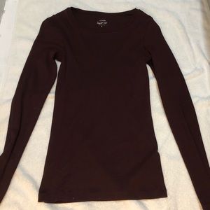 JCREW maroon scoop neck long sleeve